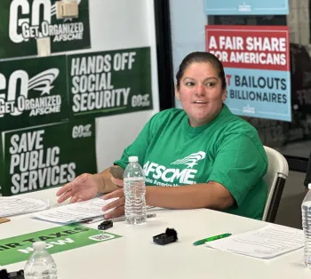 AFSCME Local 4041 Member Bea Lopez speaking at an AFSCME GO roundtable