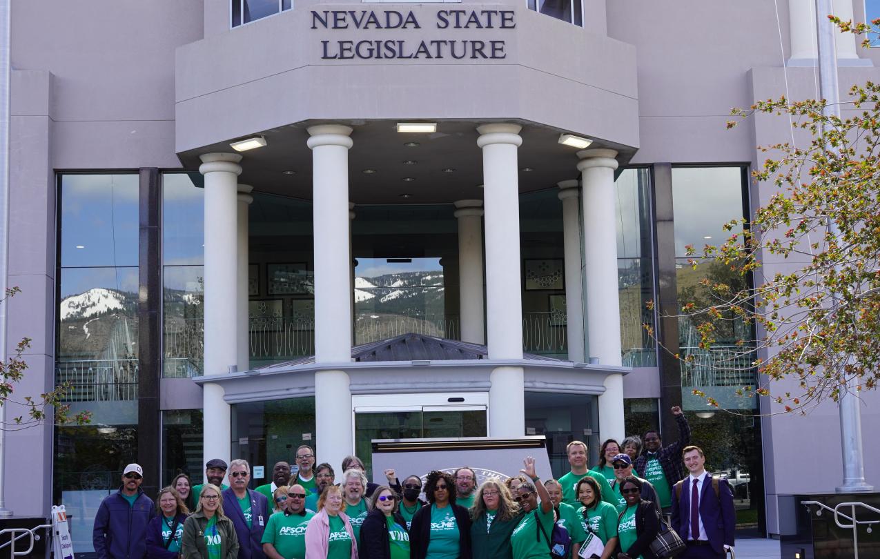 AFSCME Local 4041 members at the Nevada state legislative building