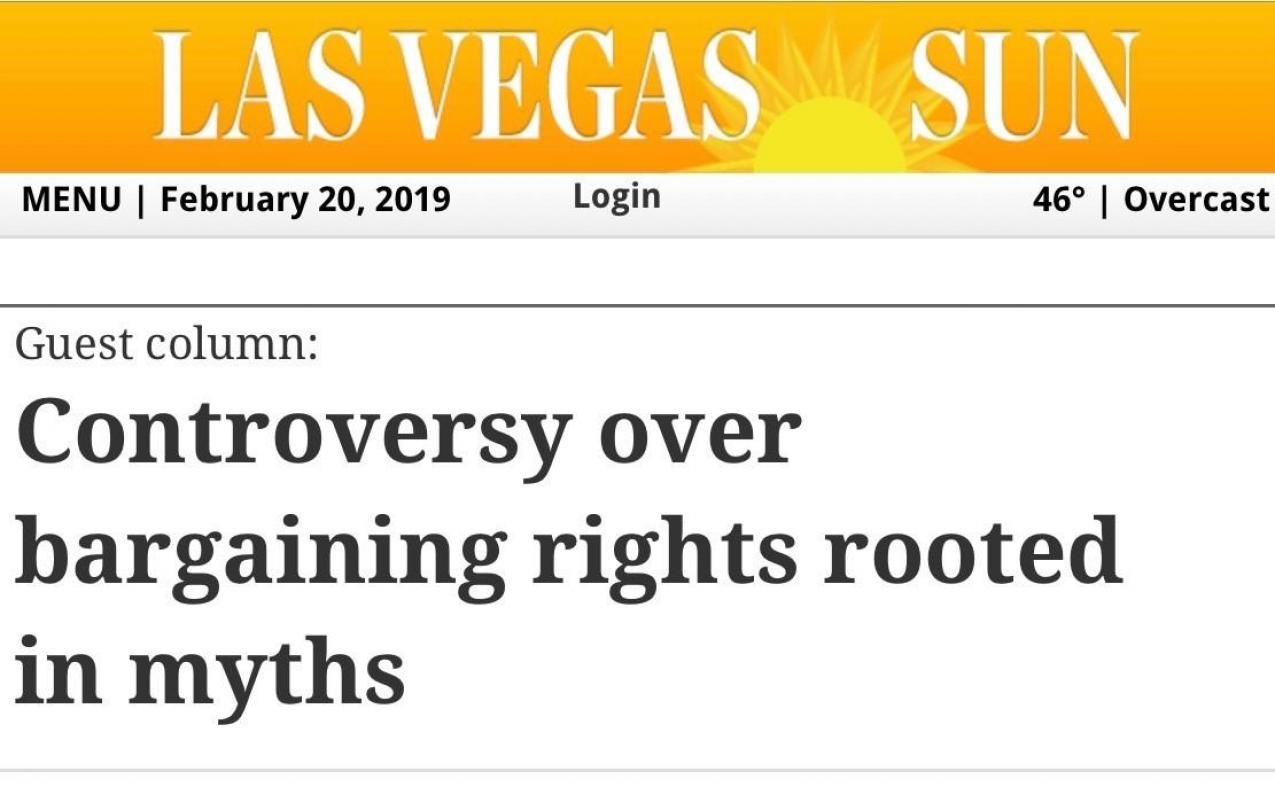 Las Vegas Sun Op-Ed by UNLV Law Professor Ruben Garcia on Collective Bargaining for Nevada State Employees