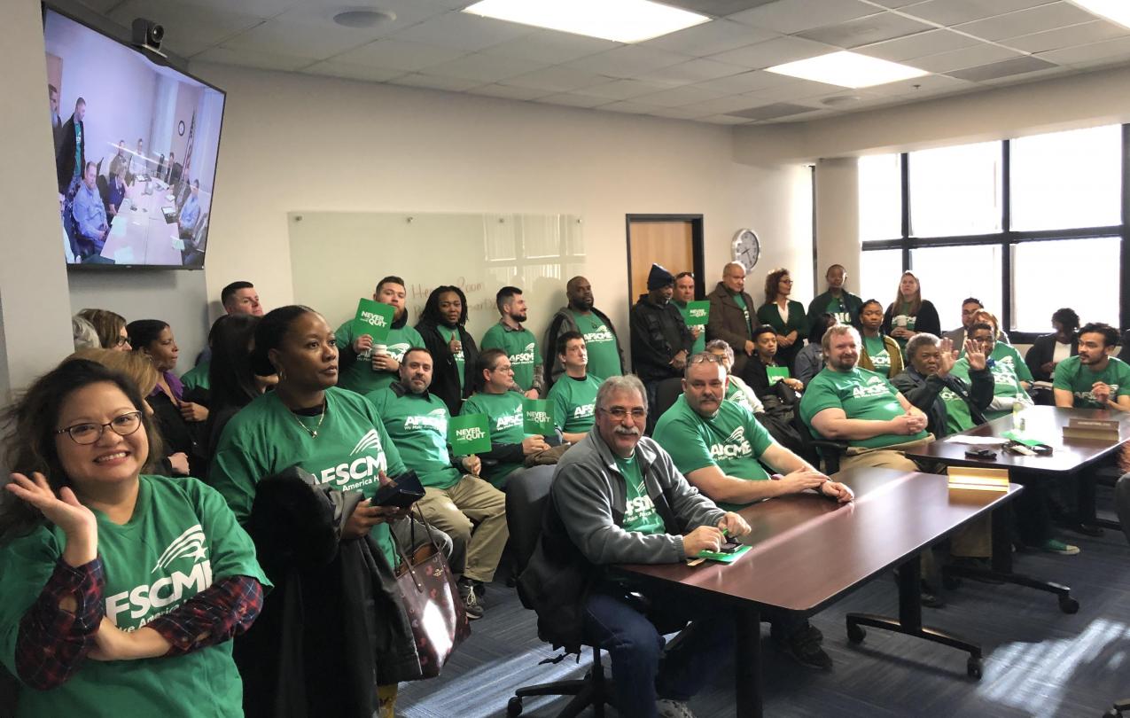 AFSCME Local 4041 members pack a hearing room at the Government Employee-Management Relations Board 