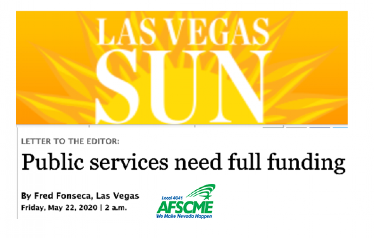 Las Vegas Sun Letter to the Editor by Fred Fonseca 