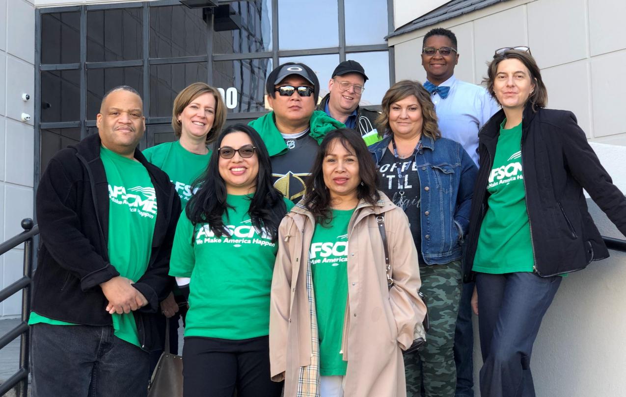 AFSCME Local 4041 members of the professional health care unit file for collective bargaining recognition with the state of Nevada. 