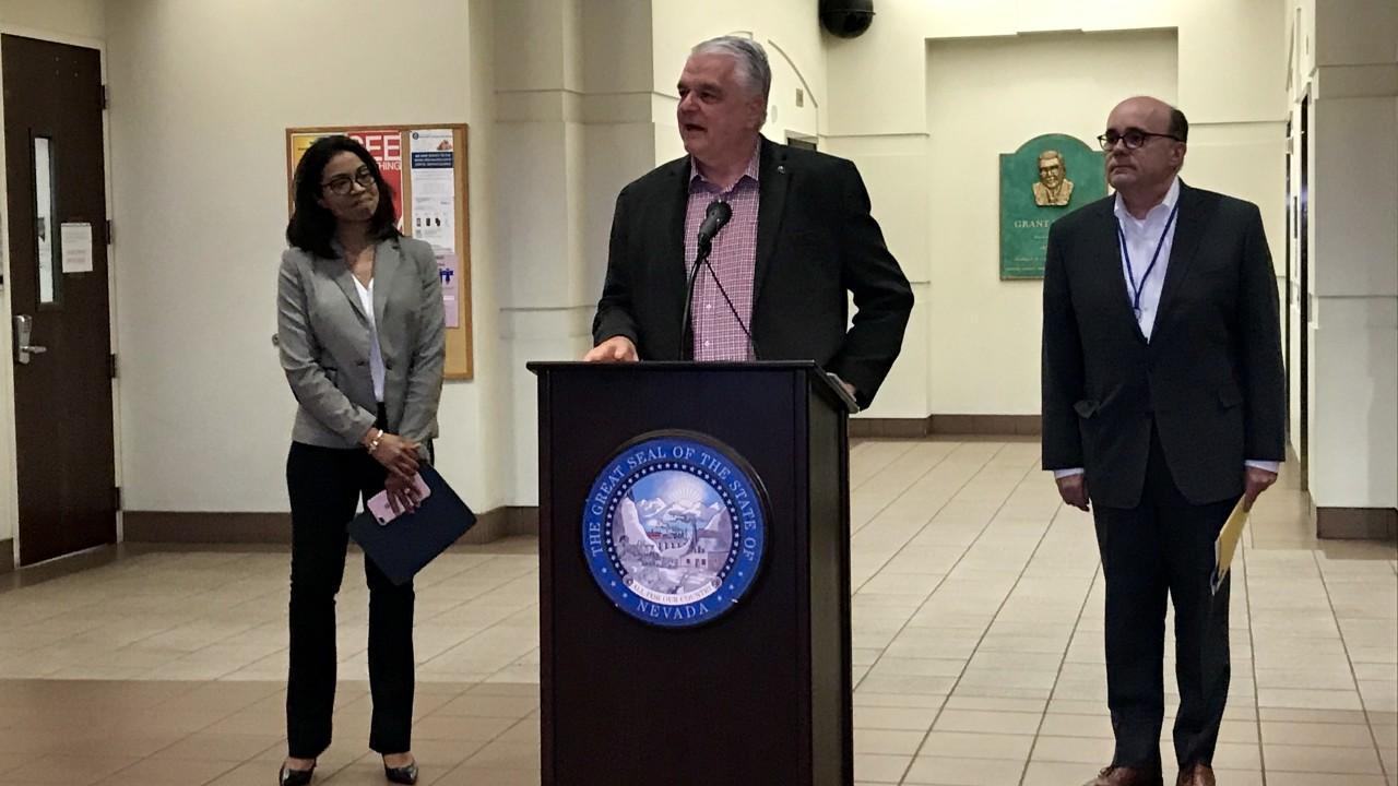 Governor Steve Sisolak gives an update on Nevada's response to COVID-19. Photo from KTNV Las Vegas News 13