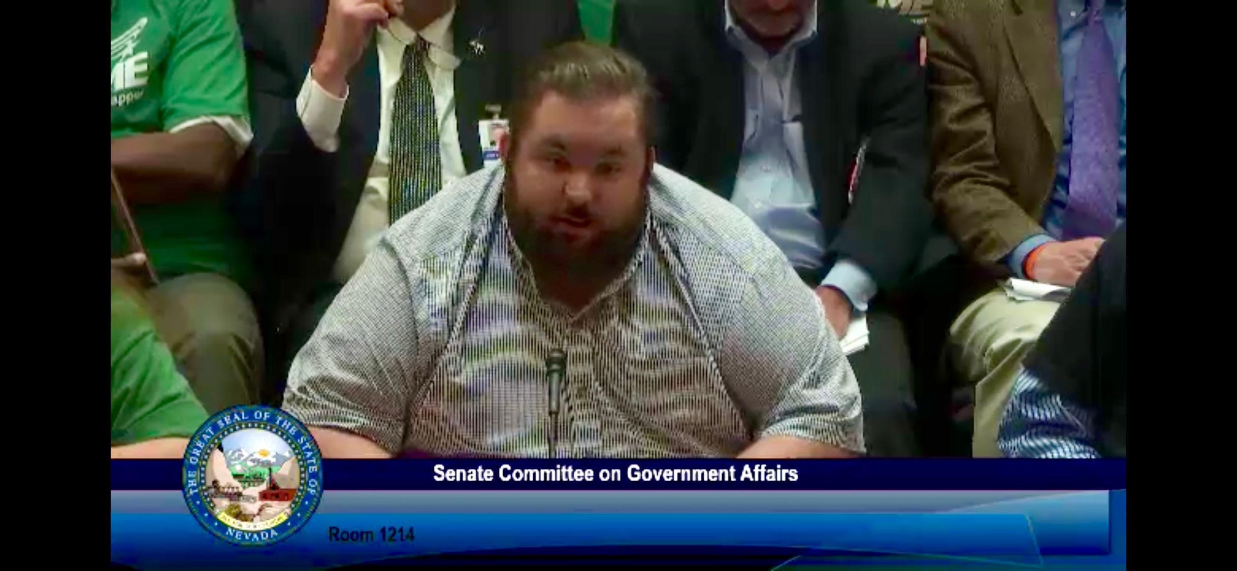 AFSCME Local 4041 member Timothy Provost at a hearing for SB135 in support of collective bargaining rights for state employees