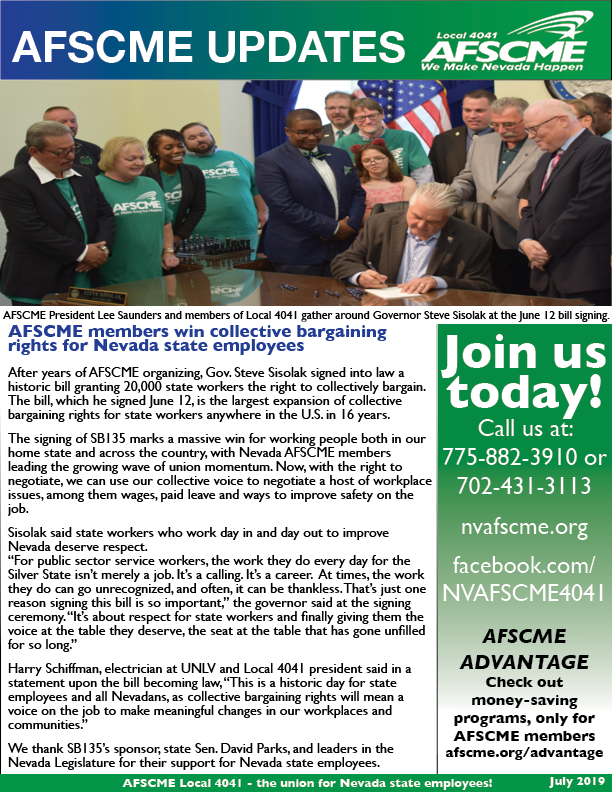 AFSCME Local 4041 July Newsletter front cover